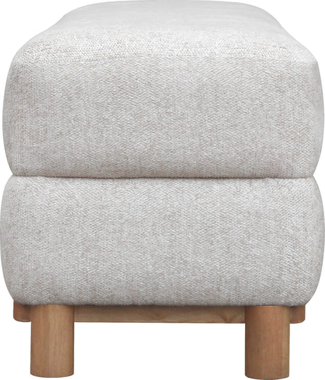 Hollis Snow White/Cabin Glow Wood/Upholstered Bench by Modus Furniture at Eve Furniture