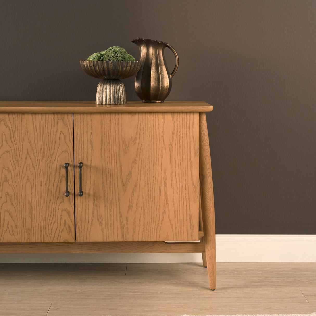 Hollis Warm Brown Wood 4-Door Closed Sideboard by Mercana at Eve Furniture