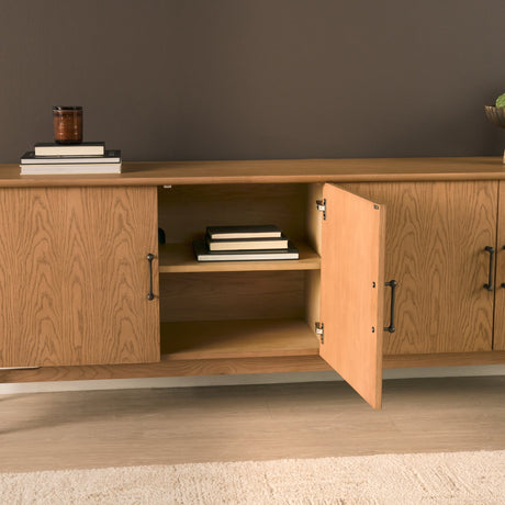 Hollis Warm Brown Wood 4-Door Closed Sideboard by Mercana at Eve Furniture