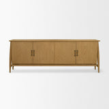 Hollis Warm Brown Wood 4-Door Closed Sideboard by Mercana at Eve Furniture