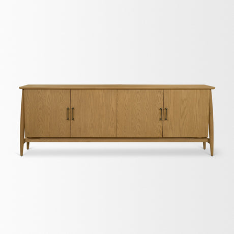 Hollis Warm Brown Wood 4-Door Closed Sideboard by Mercana at Eve Furniture