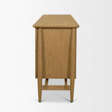 Hollis Warm Brown Wood 4-Door Closed Sideboard by Mercana at Eve Furniture
