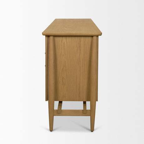 Hollis Warm Brown Wood 4-Door Closed Sideboard by Mercana at Eve Furniture