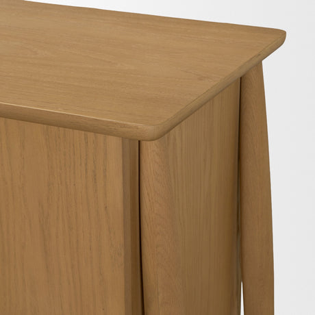 Hollis Warm Brown Wood 4-Door Closed Sideboard by Mercana at Eve Furniture