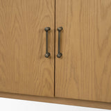 Hollis Warm Brown Wood 4-Door Closed Sideboard by Mercana at Eve Furniture