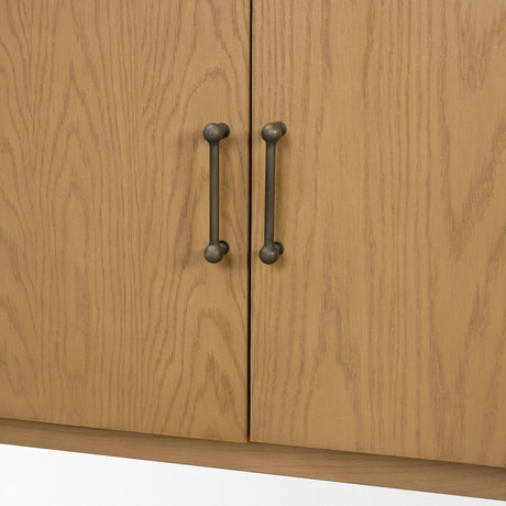 Hollis Warm Brown Wood 4-Door Closed Sideboard by Mercana at Eve Furniture