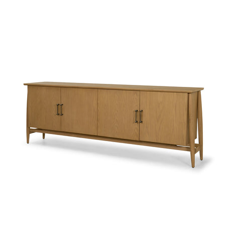 Hollis Warm Brown Wood 4-Door Closed Sideboard by Mercana at Eve Furniture