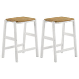 Hollis Wood Counter Height Backless Bar Stool Brown and White (Set of 2) by Coaster at Eve Furniture