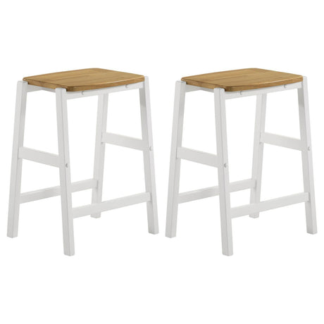 Hollis Wood Counter Height Backless Bar Stool Brown and White (Set of 2) by Coaster at Eve Furniture