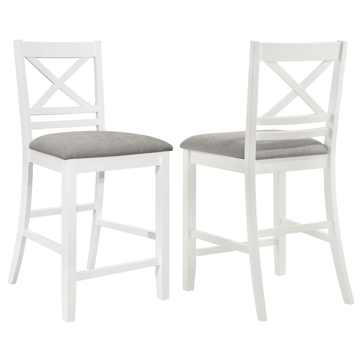 Hollis X-Back Counter Height Dining Chairs White and Grey (Set of 2)