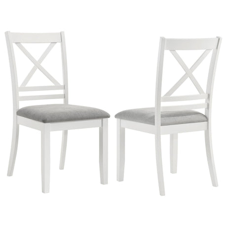 Hollis Cross Back Wood Dining Side Chair White (Set of 2) by Coaster at Eve Furniture