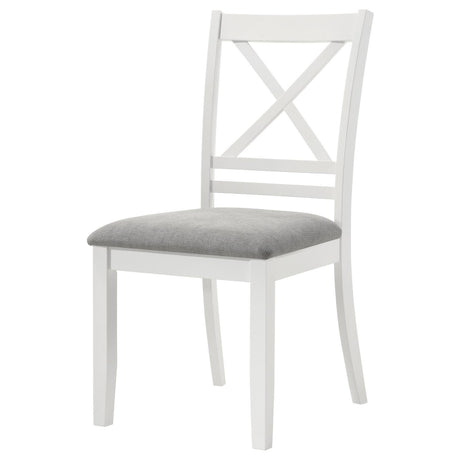 Hollis Cross Back Wood Dining Side Chair White (Set of 2) by Coaster at Eve Furniture
