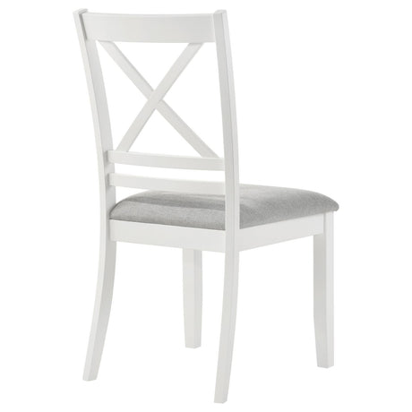 Hollis Cross Back Wood Dining Side Chair White (Set of 2) by Coaster at Eve Furniture