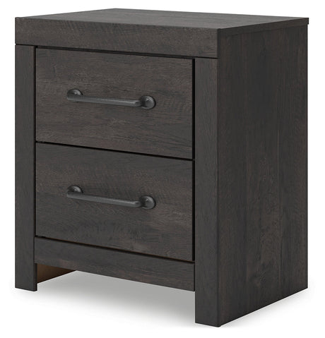 Hollivern Dark Gray 22" 2 Drawer Charging Nightstand by Ashley at Eve Furniture