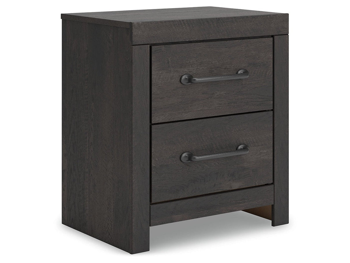 Hollivern Dark Gray 22" 2 Drawer Charging Nightstand by Ashley at Eve Furniture