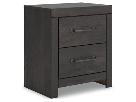 Hollivern Dark Gray 22" 2 Drawer Charging Nightstand by Ashley at Eve Furniture