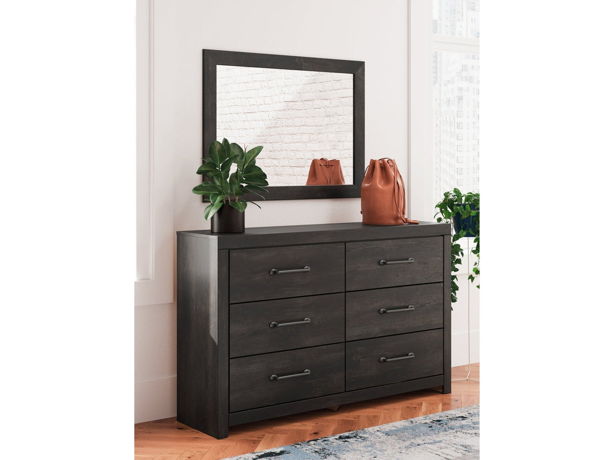 Hollivern Dark Gray 6 Drawer Dresser & Mirror by Ashley at Eve Furniture