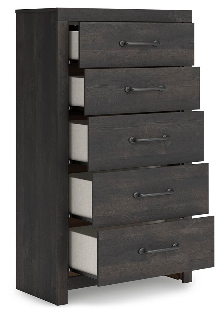 Hollivern Dark Gray Chest of Drawers by Ashley at Eve Furniture