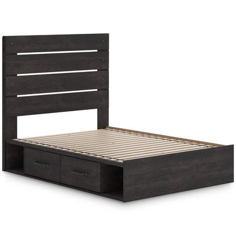 Hollivern Dark Gray King Panel Bed with Storage by Ashley at Eve Furniture