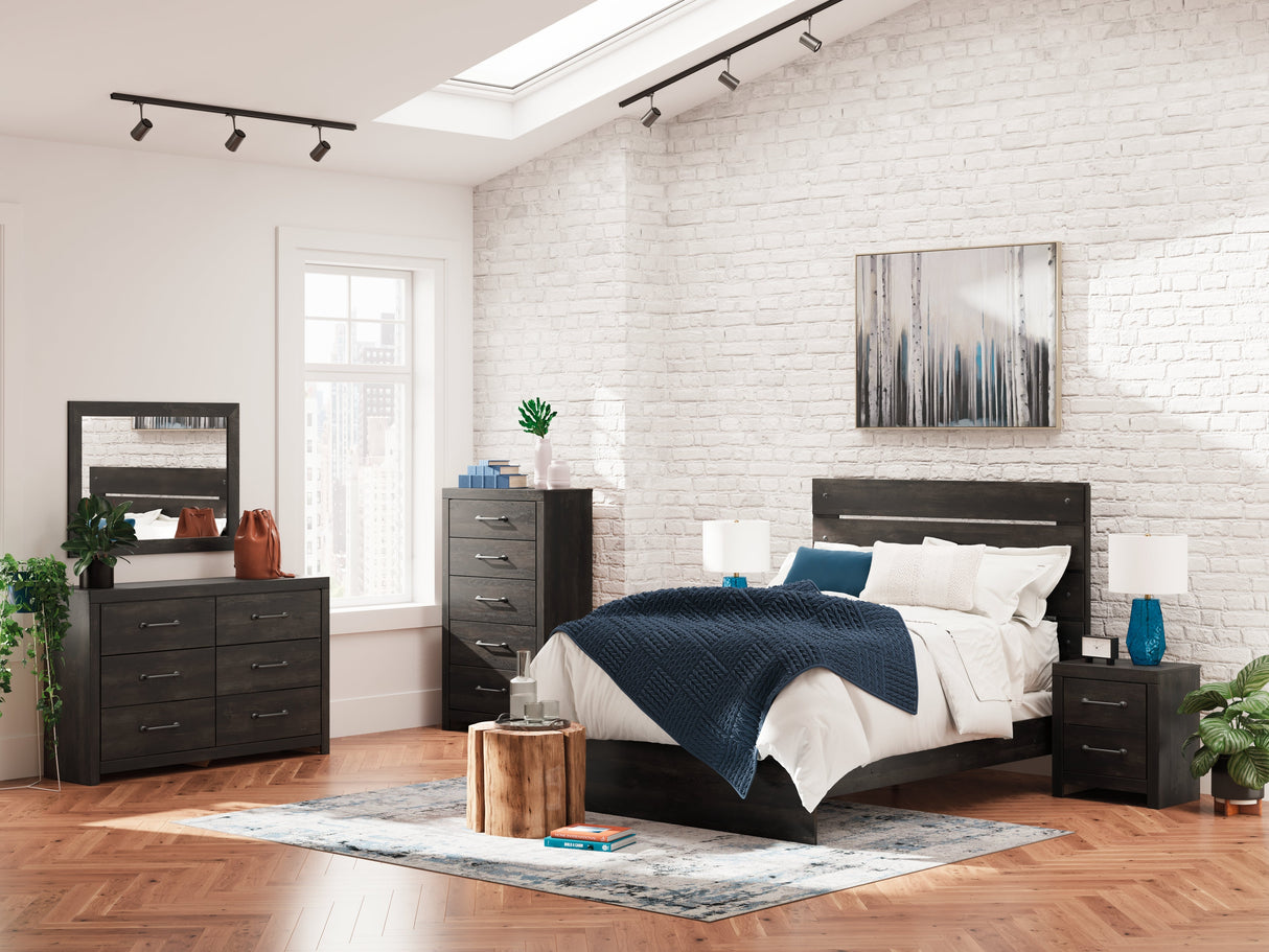 Hollivern Dark Gray Queen Panel Bed by Ashley at Eve Furniture
