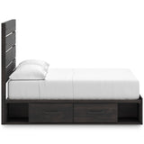 Hollivern Dark Gray Queen Panel Bed with Two Storage by Ashley at Eve Furniture