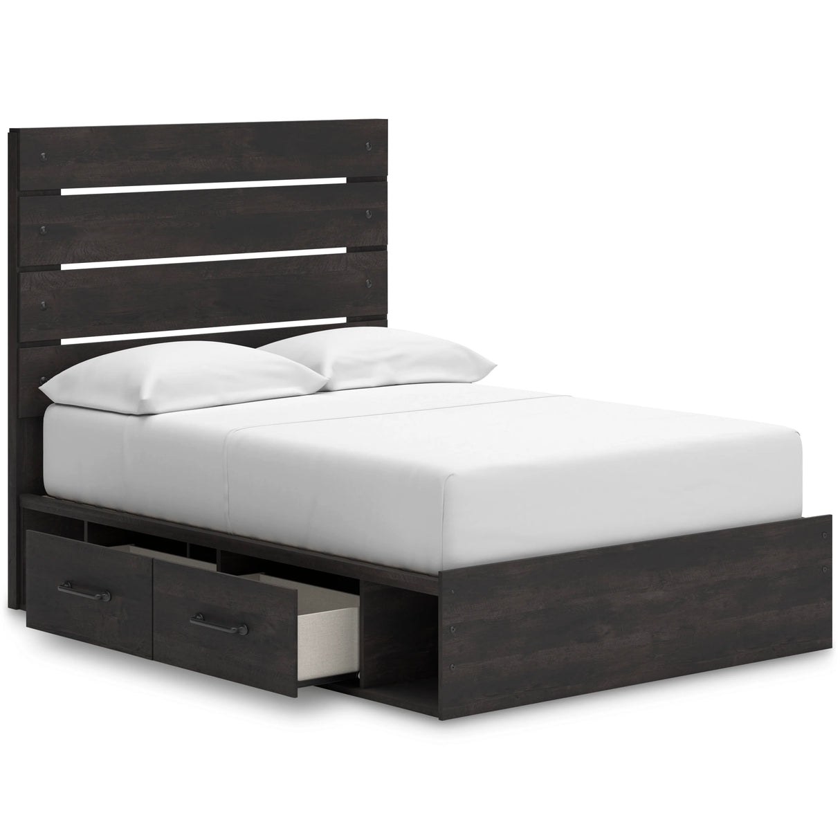 Hollivern Dark Gray Queen Panel Bed with Two Storage by Ashley at Eve Furniture