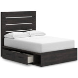 Hollivern Dark Gray Queen Panel Bed with Two Storage by Ashley at Eve Furniture