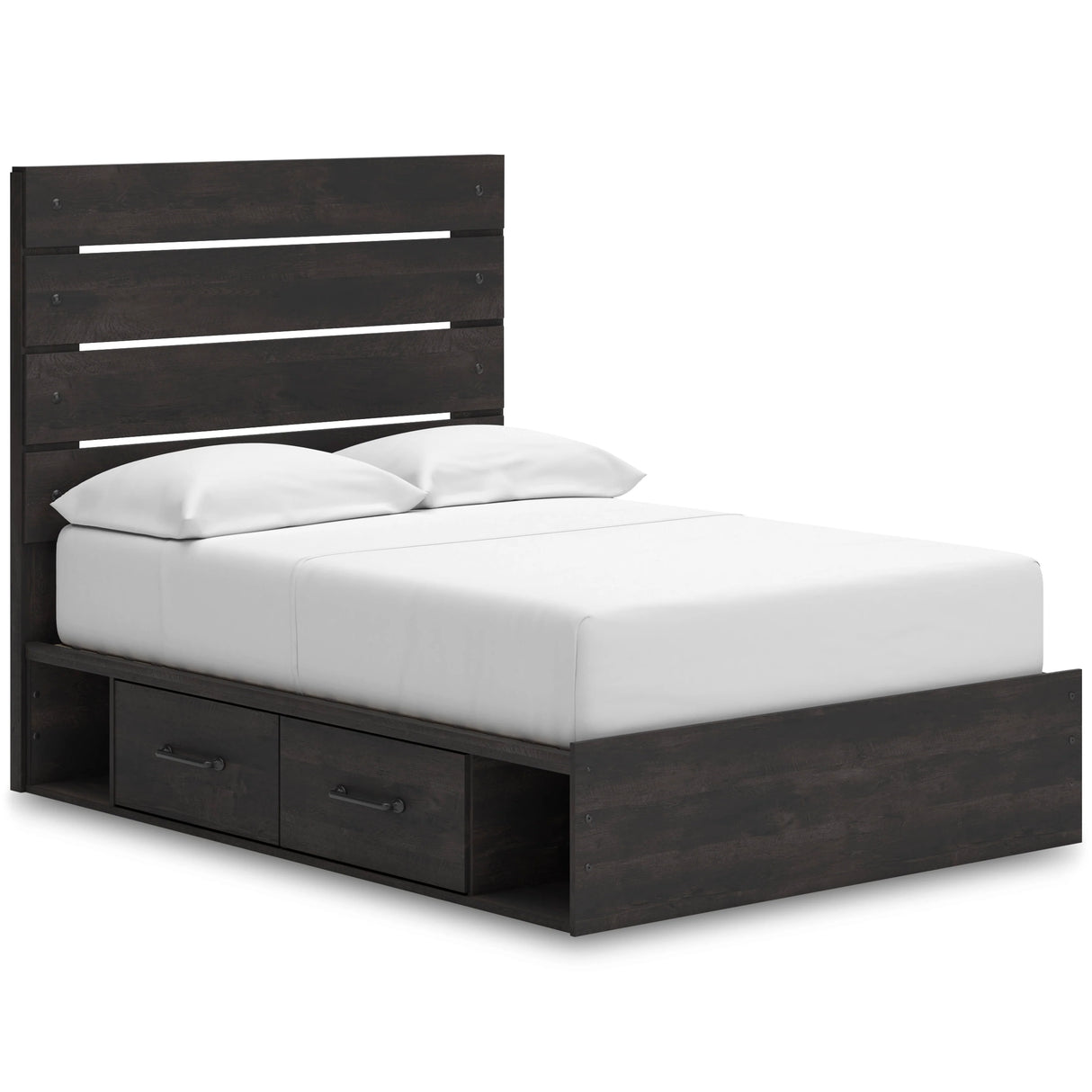 Hollivern Dark Gray Queen Panel Bed with Two Storage by Ashley at Eve Furniture