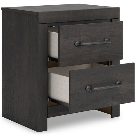 Hollivern Dark Gray Storage Panel Bedroom Set with 2 One-Side Drawers by Ashley at Eve Furniture