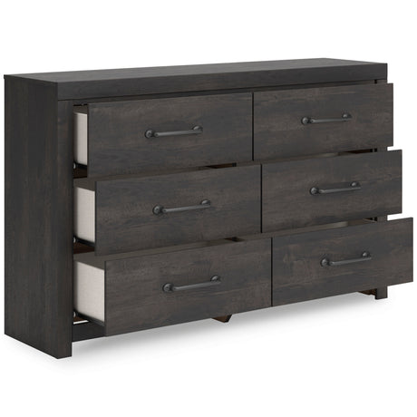 Hollivern Dark Gray Storage Panel Bedroom Set with 2 One-Side Drawers by Ashley at Eve Furniture