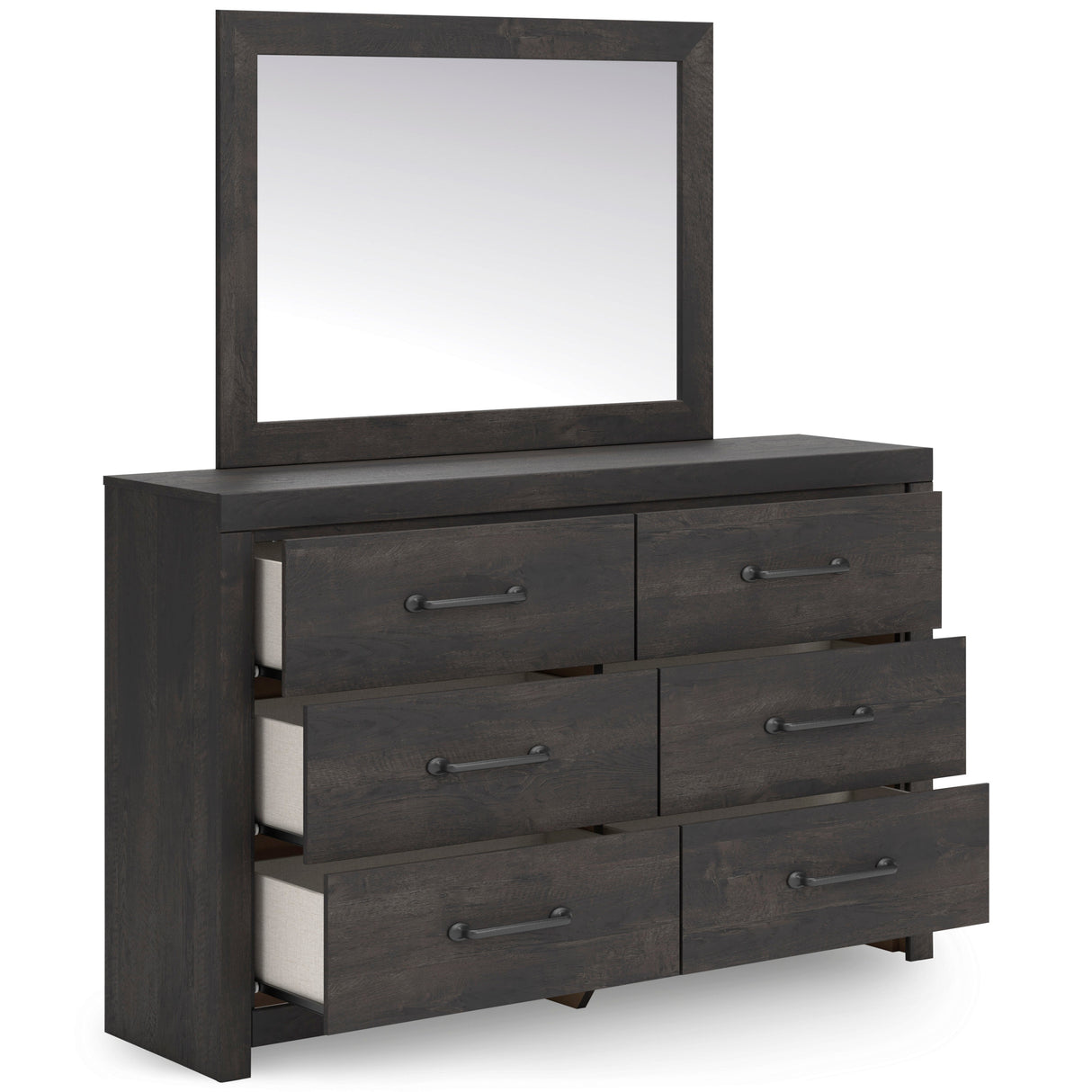 Hollivern Dark Gray Storage Panel Bedroom Set with 2 One-Side Drawers by Ashley at Eve Furniture