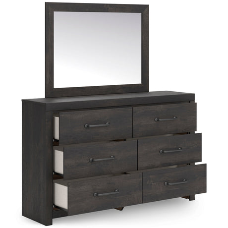 Hollivern Dark Gray Storage Panel Bedroom Set with 2 One-Side Drawers by Ashley at Eve Furniture