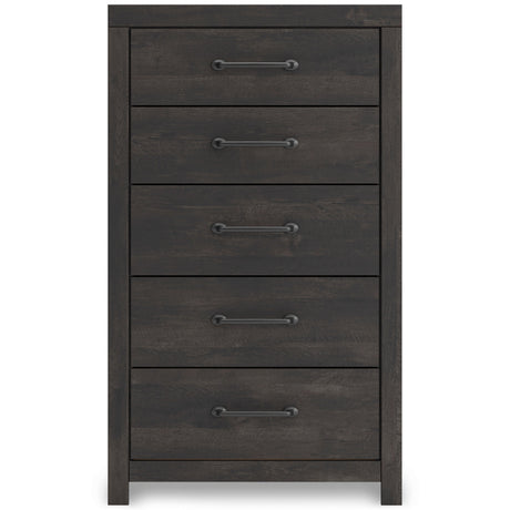 Hollivern Dark Gray Storage Panel Bedroom Set with 2 One-Side Drawers by Ashley at Eve Furniture