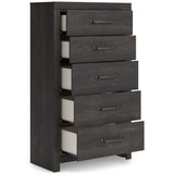 Hollivern Dark Gray Storage Panel Bedroom Set with 2 One-Side Drawers by Ashley at Eve Furniture