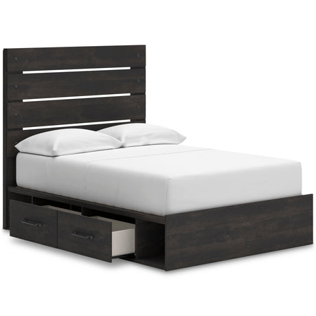 Hollivern Dark Gray Storage Panel Bedroom Set with 2 One-Side Drawers by Ashley at Eve Furniture