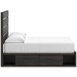 Hollivern Dark Gray Storage Panel Bedroom Set with 2 One-Side Drawers by Ashley at Eve Furniture