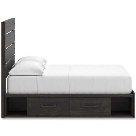 Hollivern Dark Gray Storage Panel Bedroom Set with 2 One-Side Drawers by Ashley at Eve Furniture