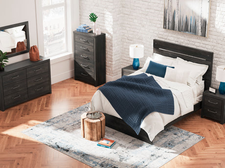 Hollivern Dark Gray Storage Panel Bedroom Set with 2 One-Side Drawers by Ashley at Eve Furniture