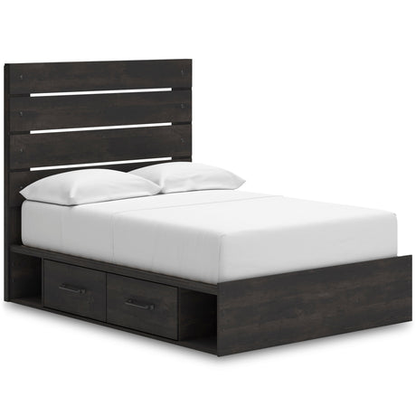 Hollivern Dark Gray Storage Panel Bedroom Set with 4 Side Drawers by Ashley at Eve Furniture