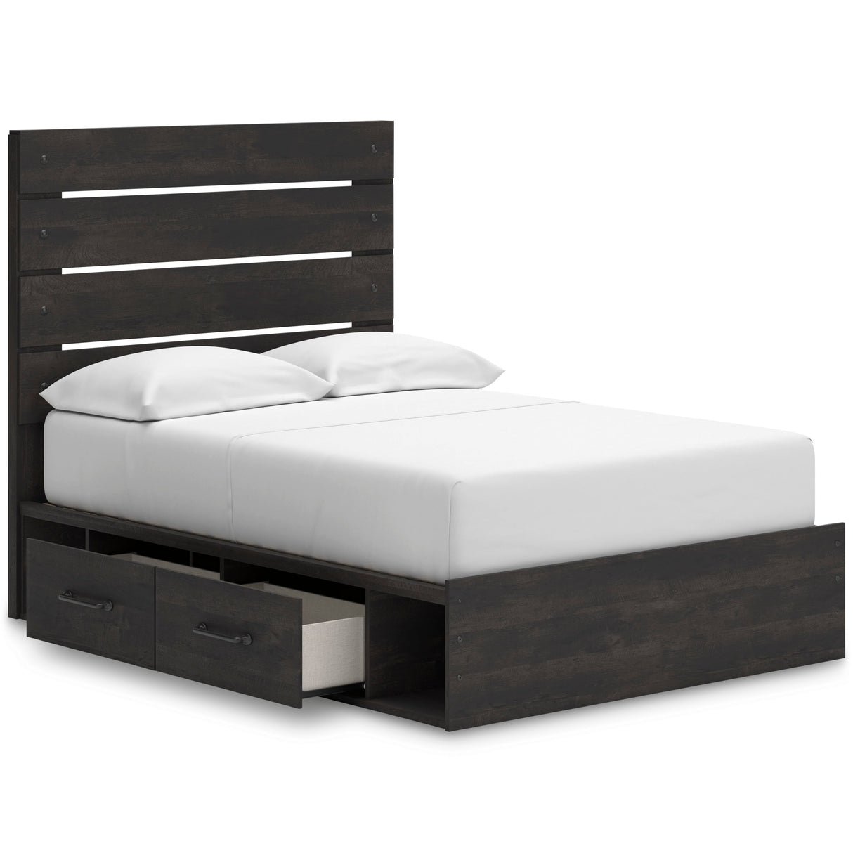 Hollivern Dark Gray Storage Panel Bedroom Set with 4 Side Drawers by Ashley at Eve Furniture