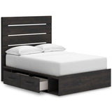 Hollivern Dark Gray Storage Panel Bedroom Set with 4 Side Drawers by Ashley at Eve Furniture