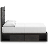 Hollivern Dark Gray Storage Panel Bedroom Set with 4 Side Drawers by Ashley at Eve Furniture