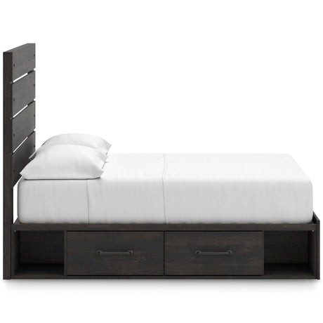 Hollivern Dark Gray Storage Panel Bedroom Set with 4 Side Drawers by Ashley at Eve Furniture