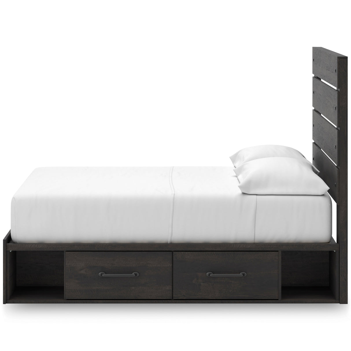Hollivern Dark Gray Storage Panel Bedroom Set with 4 Side Drawers by Ashley at Eve Furniture
