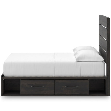 Hollivern Dark Gray Storage Panel Bedroom Set with 4 Side Drawers by Ashley at Eve Furniture