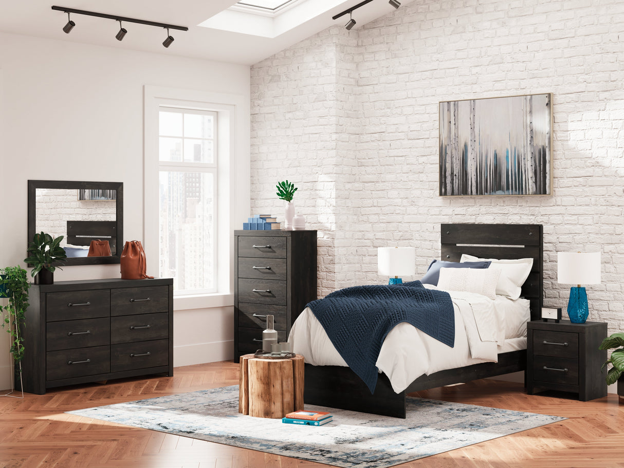Hollivern Dark Gray Twin Panel Bed by Ashley at Eve Furniture