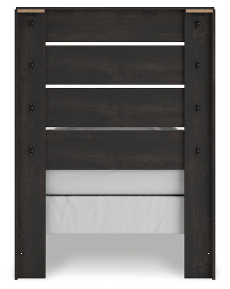 Hollivern Dark Gray Twin Panel Bed, Dresser and Mirror by Ashley at Eve Furniture