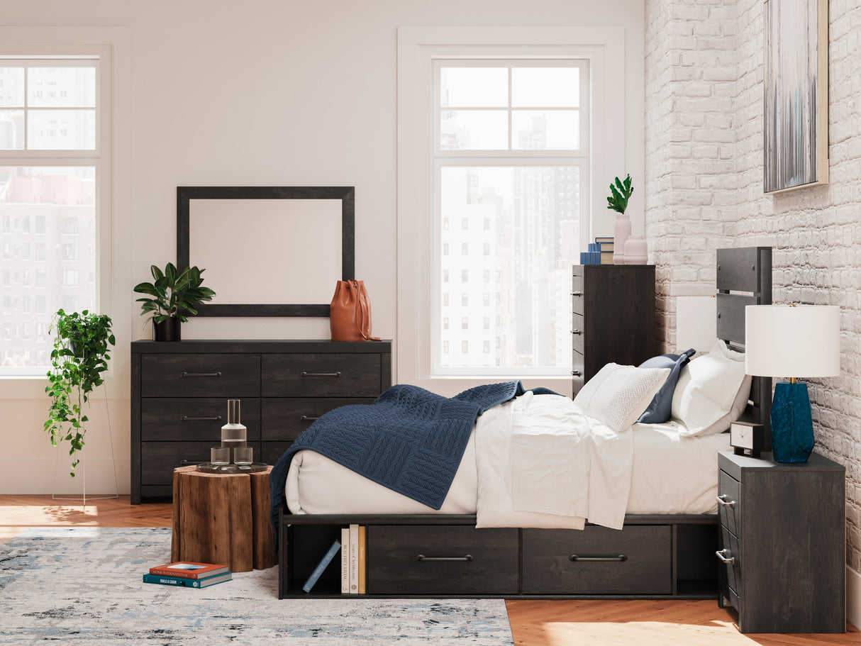 Hollivern Dark Gray Twin Panel Bed with Storage by Ashley at Eve Furniture
