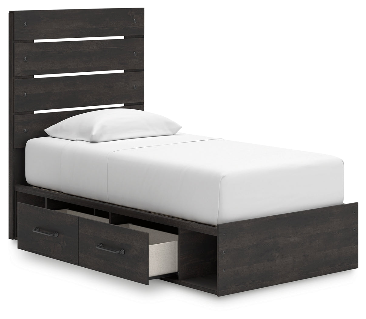 Hollivern Dark Gray Twin Panel Bed with Storage by Ashley at Eve Furniture