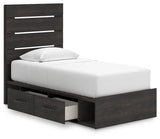 Hollivern Dark Gray Twin Panel Bed with Storage by Ashley at Eve Furniture